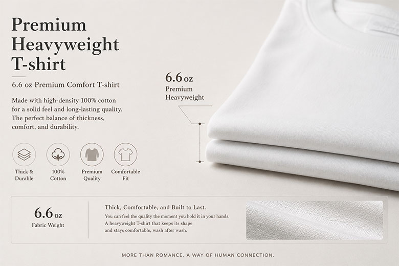 6.6 oz premium heavyweight cotton T-shirt detail
